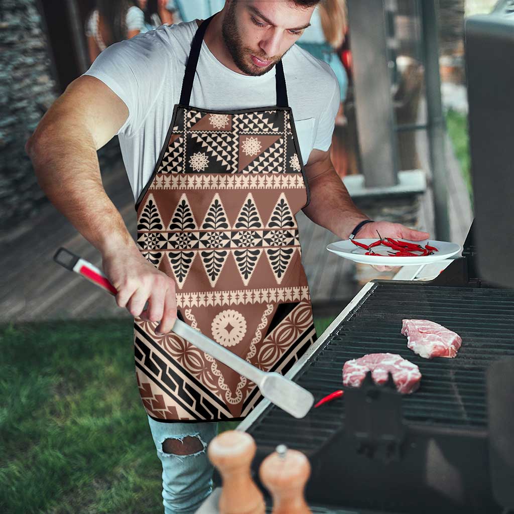Vintage Bula Fiji Apron Brown Tapa Masi Motif - Polynesian Pride