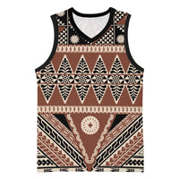 Vintage Bula Fiji Basketball Jersey Brown Tapa Masi Motif LT9 Unisex Brown - Polynesian Pride