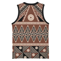 Vintage Bula Fiji Basketball Jersey Brown Tapa Masi Motif LT9 - Polynesian Pride