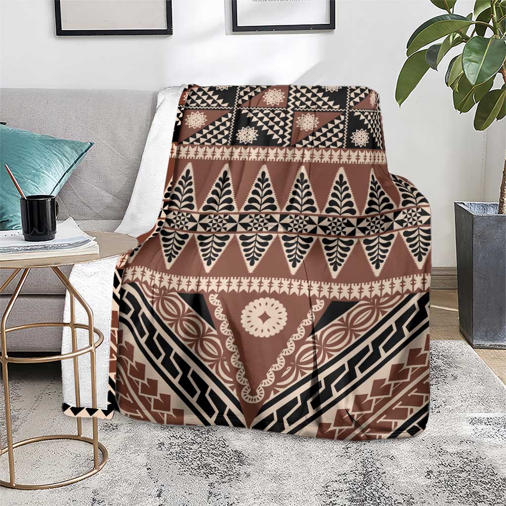 Vintage Bula Fiji Blanket Brown Tapa Masi Motif
