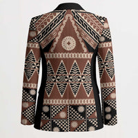 Vintage Bula Fiji Blazer Brown Tapa Masi Motif - Polynesian Pride