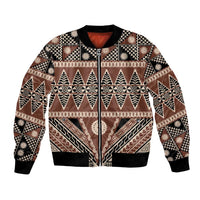 Vintage Bula Fiji Bomber Jacket Brown Tapa Masi Motif