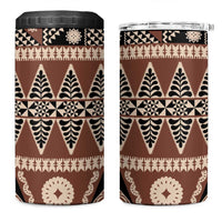 Vintage Bula Fiji 4 in 1 Can Cooler Tumbler Brown Tapa Masi Motif