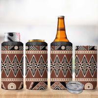 Vintage Bula Fiji 4 in 1 Can Cooler Tumbler Brown Tapa Masi Motif