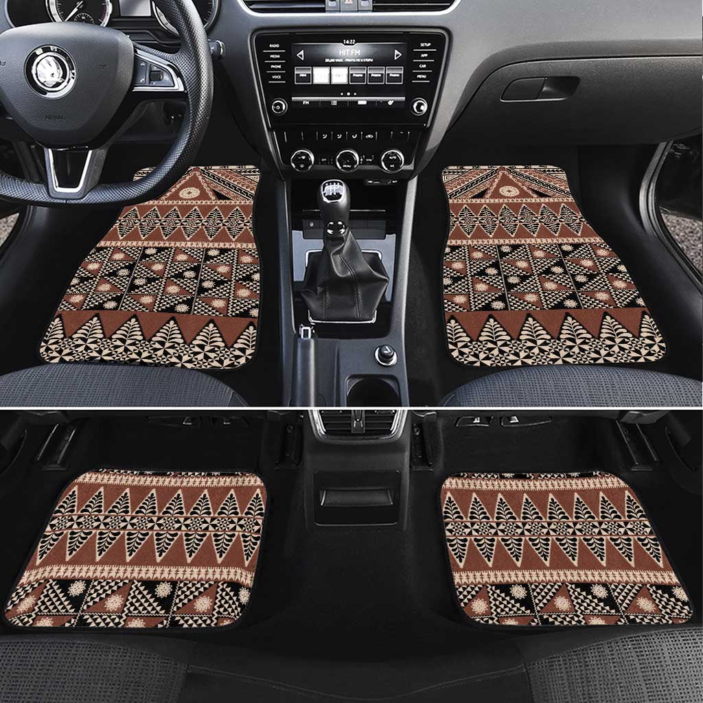 Vintage Bula Fiji Car Mats Brown Tapa Masi Motif