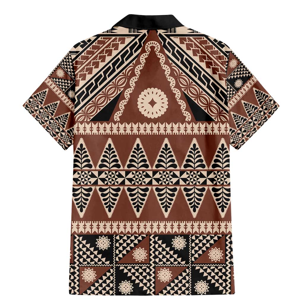 Vintage Bula Fiji Family Matching Mermaid Dress and Hawaiian Shirt Brown Tapa Masi Motif