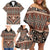 Vintage Bula Fiji Family Matching Off Shoulder Short Dress and Hawaiian Shirt Brown Tapa Masi Motif