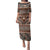 Vintage Bula Fiji Family Matching Puletasi and Hawaiian Shirt Brown Tapa Masi Motif