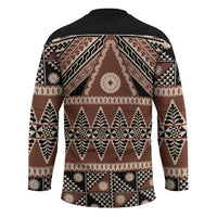 Vintage Bula Fiji Hockey Jersey Brown Tapa Masi Motif - Polynesian Pride