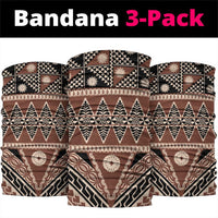 Vintage Bula Fiji Neck Gaiter Brown Tapa Masi Motif - Polynesian Pride