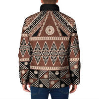 Vintage Bula Fiji Padded Jacket Brown Tapa Masi Motif LT9 - Polynesian Pride
