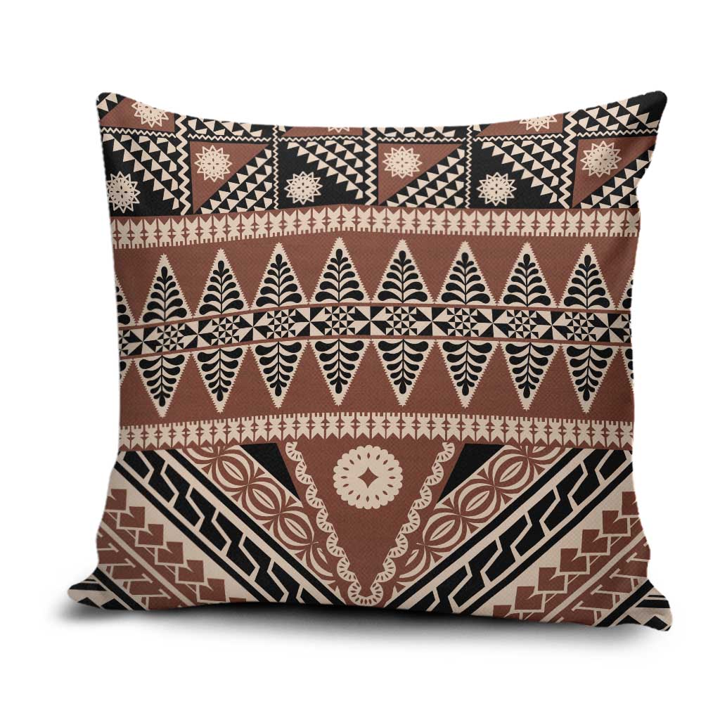 Vintage Bula Fiji Pillow Cover Brown Tapa Masi Motif LT9 Brown - Polynesian Pride