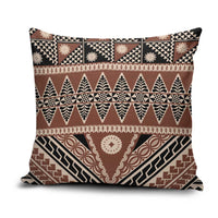 Vintage Bula Fiji Pillow Cover Brown Tapa Masi Motif LT9 Brown - Polynesian Pride