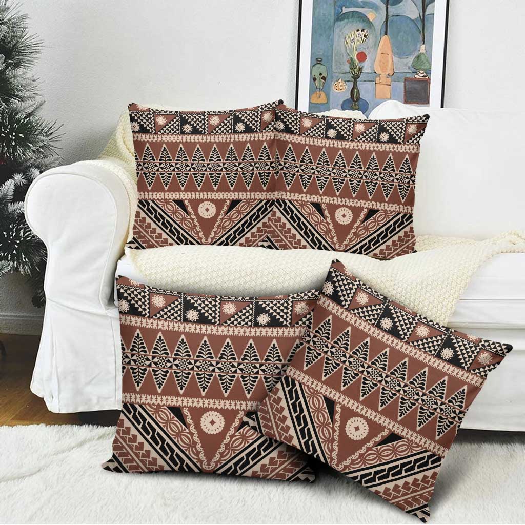 Vintage Bula Fiji Pillow Cover Brown Tapa Masi Motif LT9 - Polynesian Pride