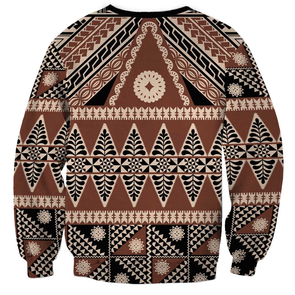 Vintage Bula Fiji Sweatshirt Brown Tapa Masi Motif