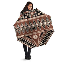 Vintage Bula Fiji Umbrella Brown Tapa Masi Motif - Polynesian Pride