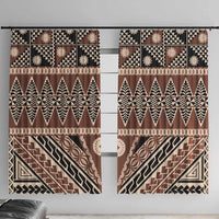 Vintage Bula Fiji Window Curtain Brown Tapa Masi Motif