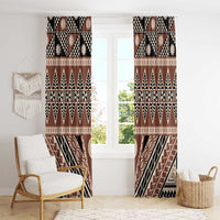 Vintage Bula Fiji Window Curtain Brown Tapa Masi Motif