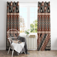 Vintage Bula Fiji Window Curtain Brown Tapa Masi Motif