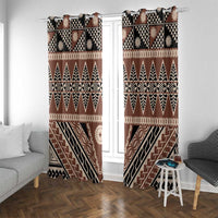 Vintage Bula Fiji Window Curtain Brown Tapa Masi Motif