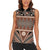 Vintage Bula Fiji Women Sleeveless Polo Shirt Brown Tapa Masi Motif