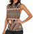 Vintage Bula Fiji Women Sleeveless Polo Shirt Brown Tapa Masi Motif