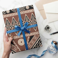 Vintage Bula Fiji Wrapping Paper Brown Tapa Masi Motif - Polynesian Pride