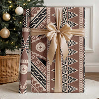Vintage Bula Fiji Wrapping Paper Brown Tapa Masi Motif - Polynesian Pride
