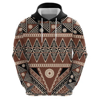 Vintage Bula Fiji Zip Hoodie Brown Tapa Masi Motif