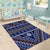 Vintage Bula Fiji Area Rug Prussian Blue Tapa Masi Motif