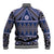 Vintage Bula Fiji Baseball Jacket Prussian Blue Tapa Masi Motif