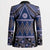 Vintage Bula Fiji Blazer Prussian Blue Tapa Masi Motif - Polynesian Pride