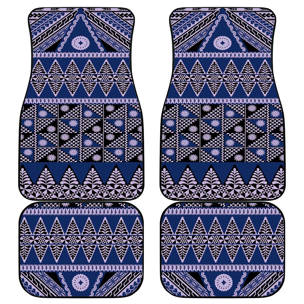 Vintage Bula Fiji Car Mats Prussian Blue Tapa Masi Motif