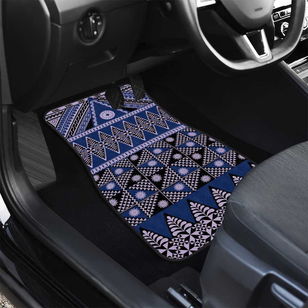 Vintage Bula Fiji Car Mats Prussian Blue Tapa Masi Motif
