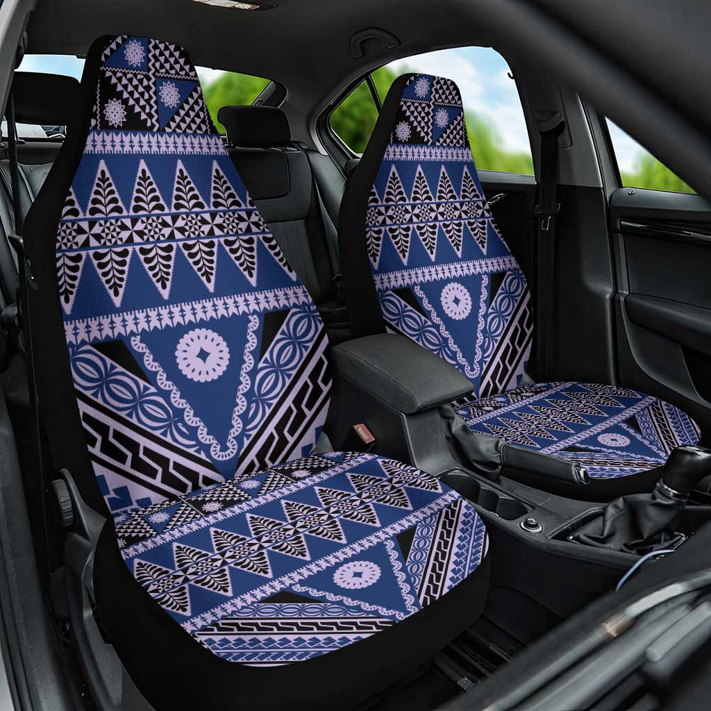 Vintage Bula Fiji Car Seat Cover Prussian Blue Tapa Masi Motif