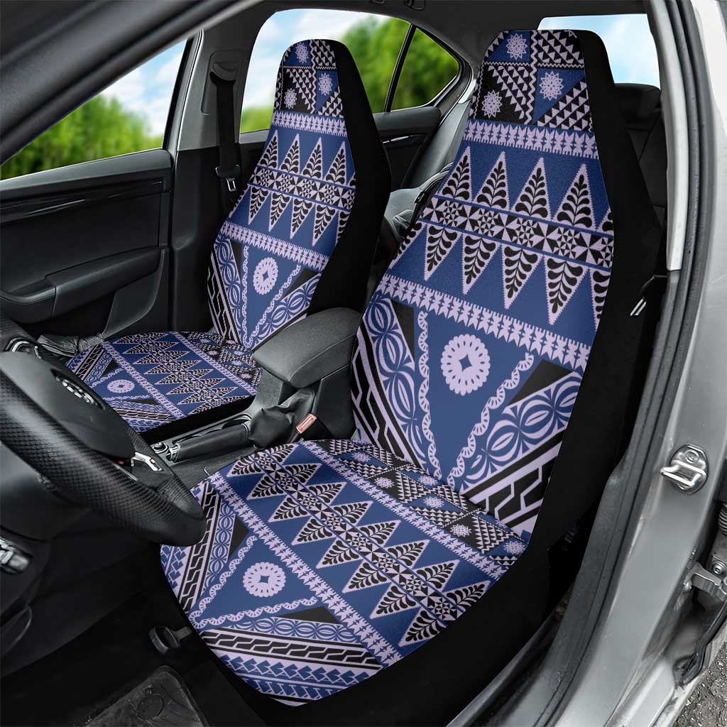 Vintage Bula Fiji Car Seat Cover Prussian Blue Tapa Masi Motif