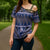 Vintage Bula Fiji Cross Shoulder Shirt Prussian Blue Tapa Masi Motif - Polynesian Pride