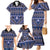 Vintage Bula Fiji Family Matching Mermaid Dress and Hawaiian Shirt Prussian Blue Tapa Masi Motif