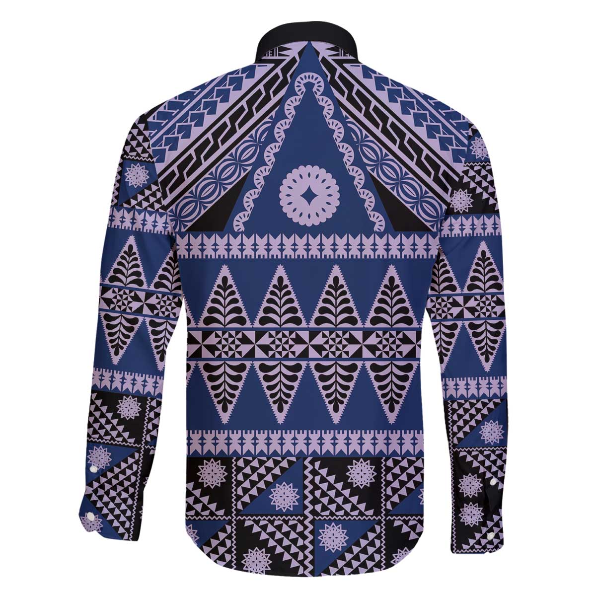 Vintage Bula Fiji Family Matching Off The Shoulder Long Sleeve Dress and Hawaiian Shirt Prussian Blue Tapa Masi Motif