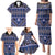 Vintage Bula Fiji Family Matching Puletasi and Hawaiian Shirt Prussian Blue Tapa Masi Motif