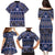 Vintage Bula Fiji Family Matching Puletasi and Hawaiian Shirt Prussian Blue Tapa Masi Motif