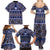 Vintage Bula Fiji Family Matching Summer Maxi Dress and Hawaiian Shirt Prussian Blue Tapa Masi Motif
