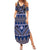 Vintage Bula Fiji Family Matching Summer Maxi Dress and Hawaiian Shirt Prussian Blue Tapa Masi Motif