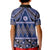 Vintage Bula Fiji Kid Polo Shirt Prussian Blue Tapa Masi Motif