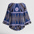 Vintage Bula Fiji Kimono Sleeve Blouse Prussian Blue Tapa Masi Motif - Polynesian Pride