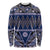 Vintage Bula Fiji Long Sleeve Shirt Prussian Blue Tapa Masi Motif