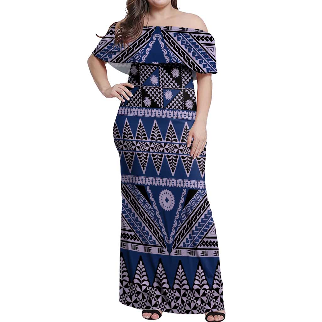 off shoulder bula dress pattern Fiji Off Shoulder Maxi Dress Bula Fijian Tapa Pattern