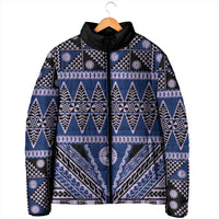 Vintage Bula Fiji Padded Jacket Prussian Blue Tapa Masi Motif LT9 - Polynesian Pride