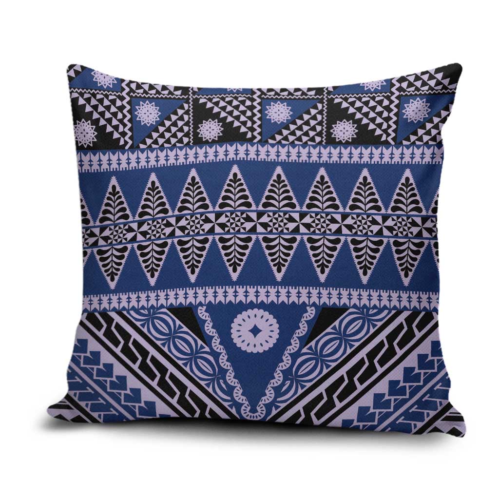 Vintage Bula Fiji Pillow Cover Prussian Blue Tapa Masi Motif LT9 Blue - Polynesian Pride