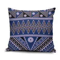 Vintage Bula Fiji Pillow Cover Prussian Blue Tapa Masi Motif LT9 Blue - Polynesian Pride